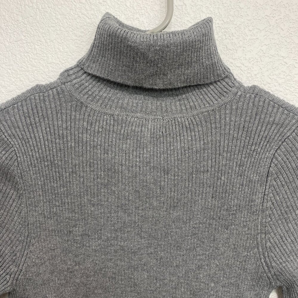 Ambiance Apparel Grey Ribbed Turtleneck Sweater Large - Picture 3 of 5